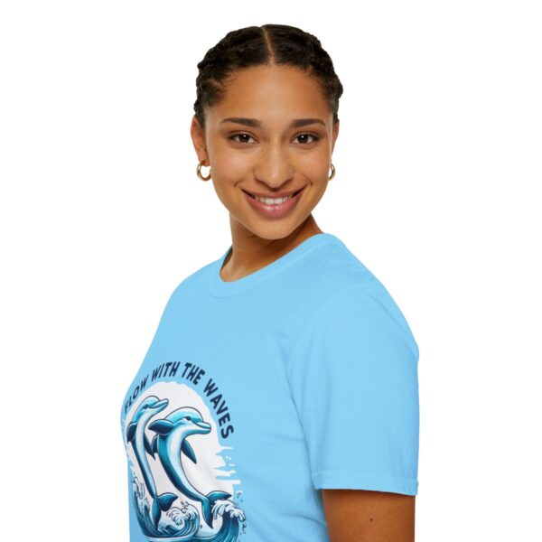 Flow with the Waves Dolphin Duo Unisex Softstyle T-Shirt - Image 45