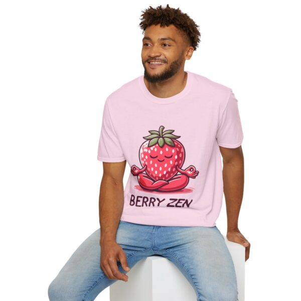 Berry Zen Meditative Strawberry Unisex Softstyle T-Shirt - Image 96