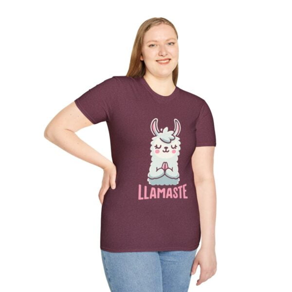 Llamaste Peaceful Yoga Llama Unisex Softstyle T-Shirt - Image 125