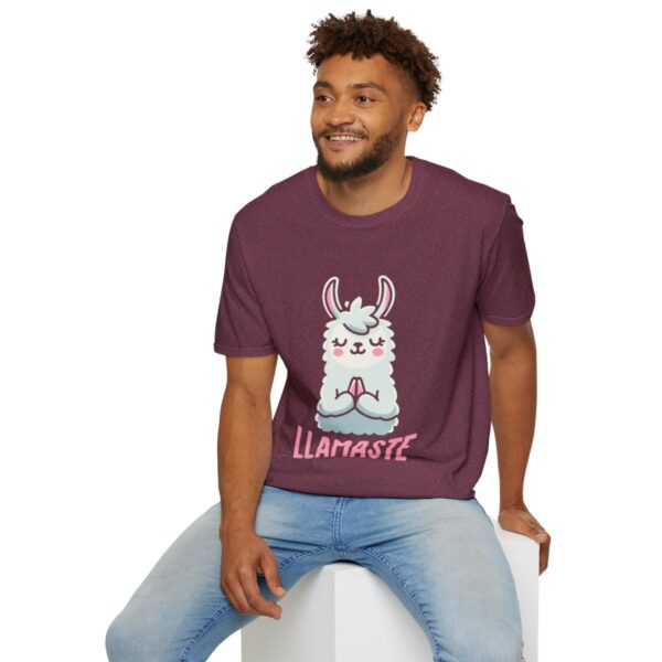 Llamaste Peaceful Yoga Llama Unisex Softstyle T-Shirt - Image 132