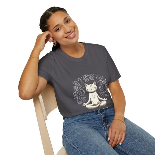 Purrfect Pose Meditative Cat Unisex Softstyle T-Shirt - Image 82