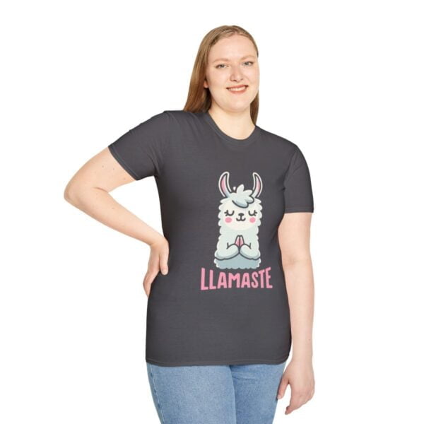 Llamaste Peaceful Yoga Llama Unisex Softstyle T-Shirt - Image 89