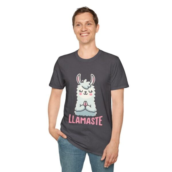 Llamaste Peaceful Yoga Llama Unisex Softstyle T-Shirt - Image 91