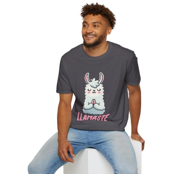 Llamaste Peaceful Yoga Llama Unisex Softstyle T-Shirt - Image 96