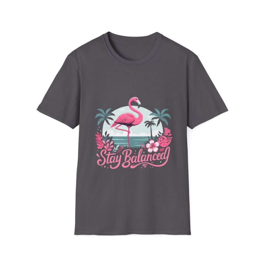 Stay Balanced Tropical Flamingo Unisex Softstyle T-Shirt