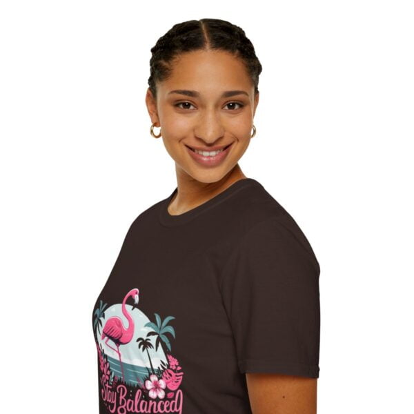 Stay Balanced Tropical Flamingo Unisex Softstyle T-Shirt - Image 33