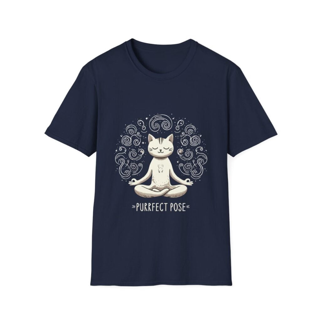 Purrfect Pose Meditative Cat Unisex Softstyle T-Shirt