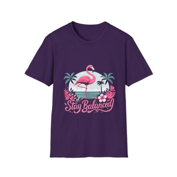 Stay Balanced Tropical Flamingo Unisex Softstyle T-Shirt - Image 73