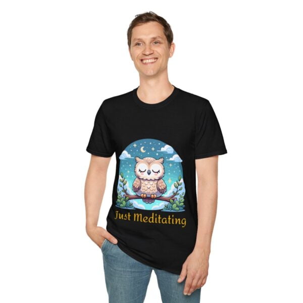 Just Meditating Owl Under the Moonlight Unisex Softstyle T-Shirt - Image 31