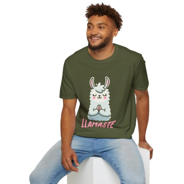 Llamaste Peaceful Yoga Llama Unisex Softstyle T-Shirt - Image 60