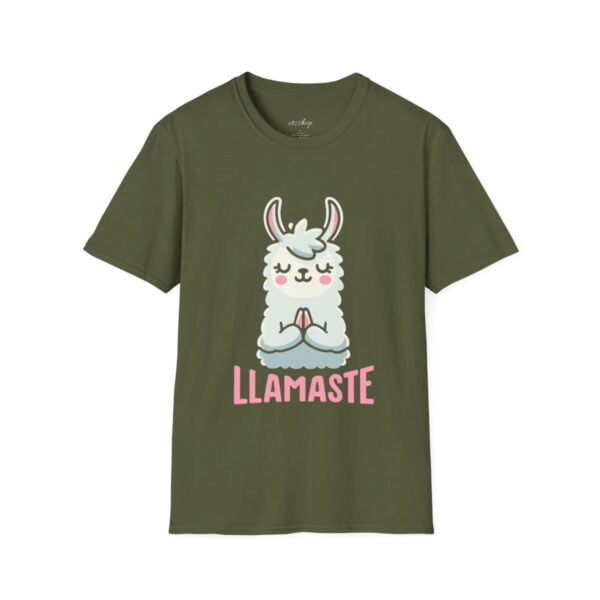 Llamaste Peaceful Yoga Llama Unisex Softstyle T-Shirt - Image 49