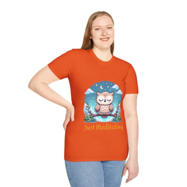 Just Meditating Owl Under the Moonlight Unisex Softstyle T-Shirt - Image 41