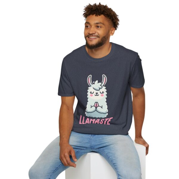 Llamaste Peaceful Yoga Llama Unisex Softstyle T-Shirt - Image 120