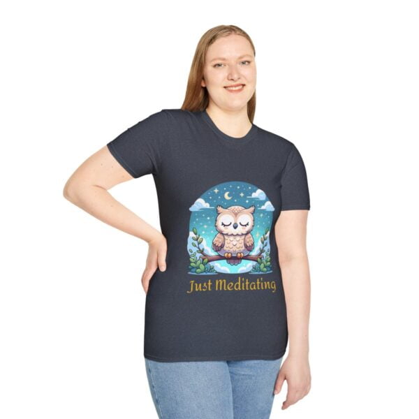 Just Meditating Owl Under the Moonlight Unisex Softstyle T-Shirt - Image 5