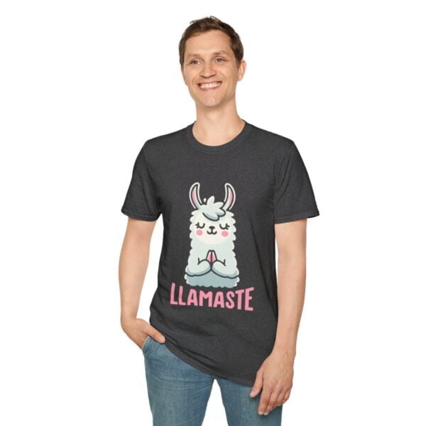 Llamaste Peaceful Yoga Llama Unisex Softstyle T-Shirt - Image 67