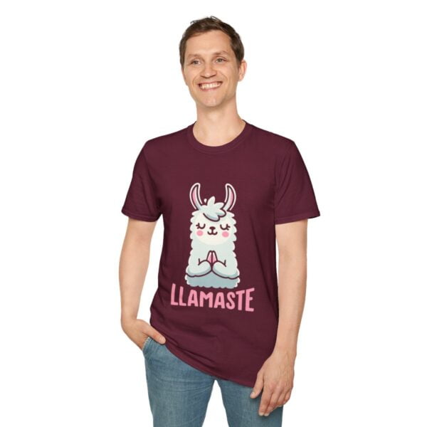 Llamaste Peaceful Yoga Llama Unisex Softstyle T-Shirt - Image 31