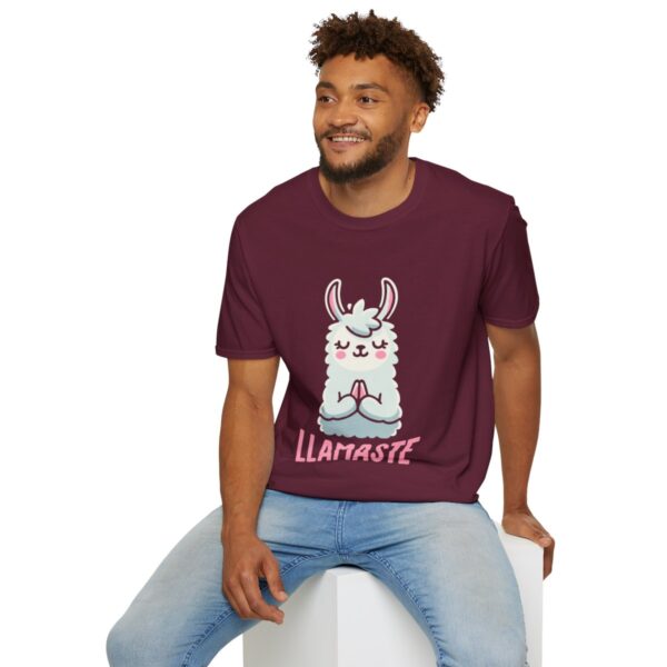 Llamaste Peaceful Yoga Llama Unisex Softstyle T-Shirt - Image 36