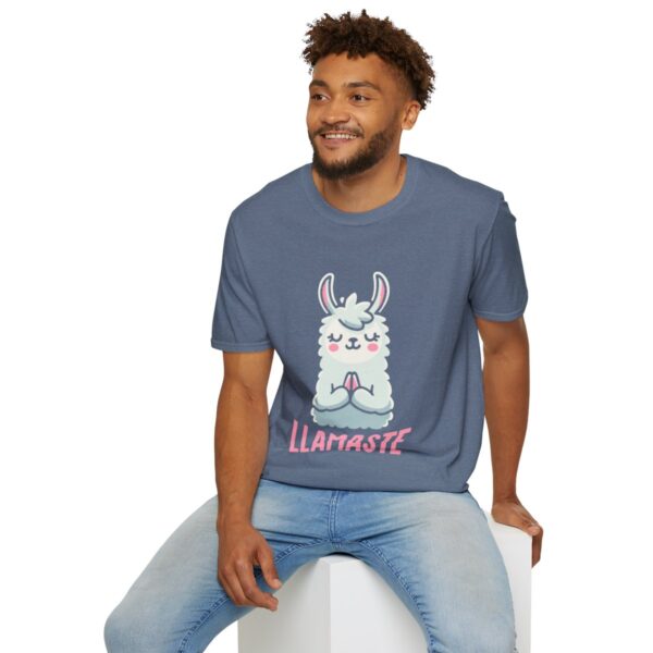 Llamaste Peaceful Yoga Llama Unisex Softstyle T-Shirt - Image 84