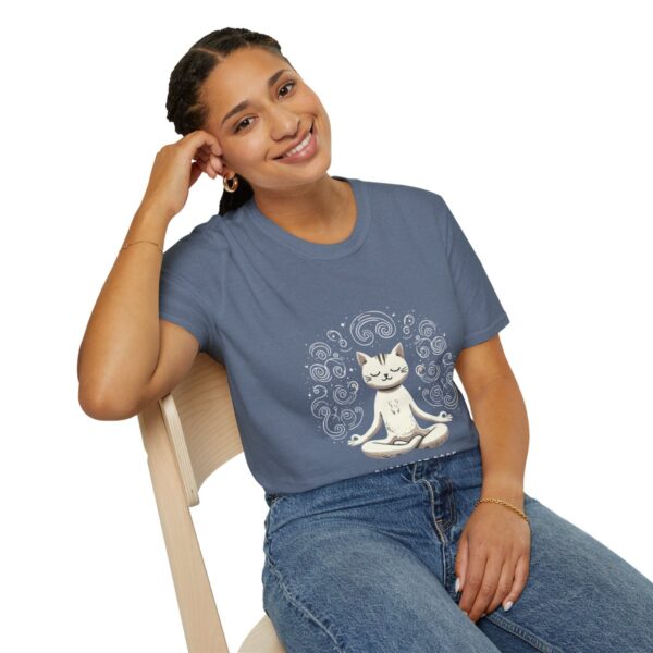 Purrfect Pose Meditative Cat Unisex Softstyle T-Shirt - Image 70