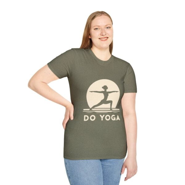 Do Yoga Warrior Pose Silhouette Unisex Softstyle T-Shirt - Image 41