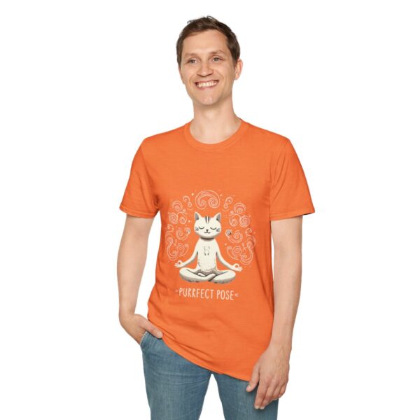 Purrfect Pose Meditative Cat Unisex Softstyle T-Shirt - Image 19