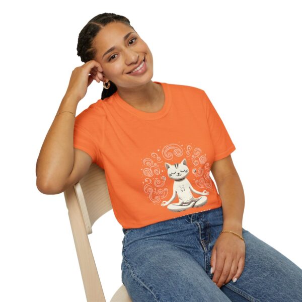 Purrfect Pose Meditative Cat Unisex Softstyle T-Shirt - Image 22