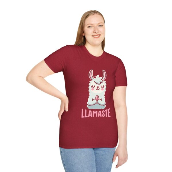 Llamaste Peaceful Yoga Llama Unisex Softstyle T-Shirt - Image 149