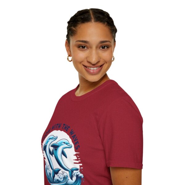 Flow with the Waves Dolphin Duo Unisex Softstyle T-Shirt - Image 93